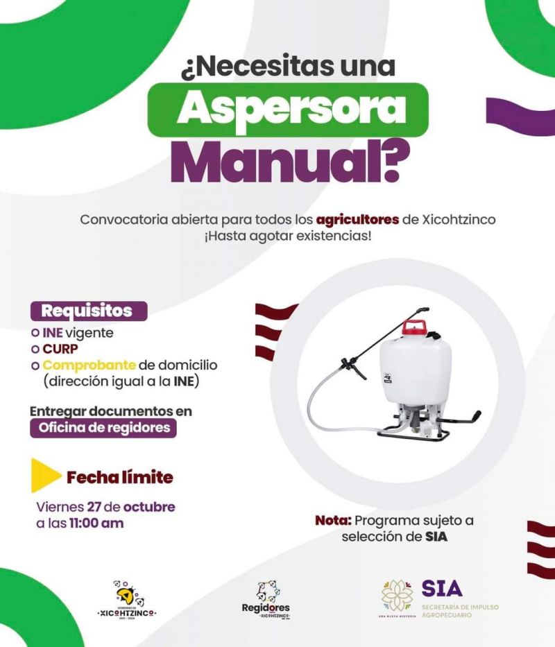¿Necesitas una Aspersora Manual?